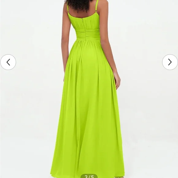 Boho Lime Green Maxi Bridesmaid Prom Dress - Picture 5 of 10